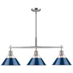 Golden Lighting Orwell 35 3/4" Pewter and Navy Blue Linear Pendant