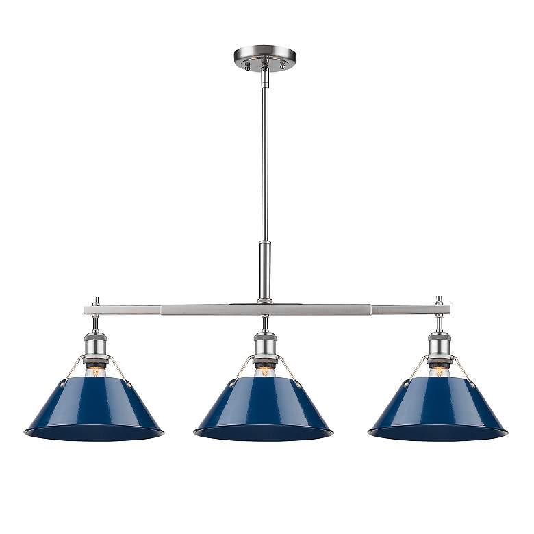 Image 2 Golden Lighting Orwell 35 3/4" Pewter and Navy Blue Linear Pendant more views