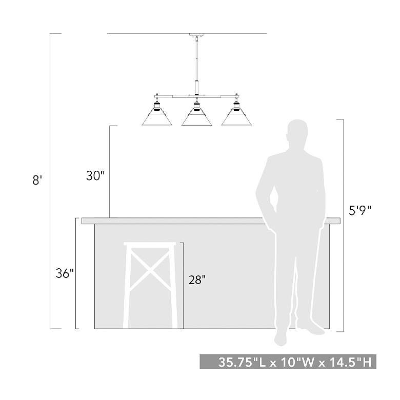 Image 7 Golden Lighting Orwell 35 3/4" Wide Matte Black 3-Light Linear Pendant more views