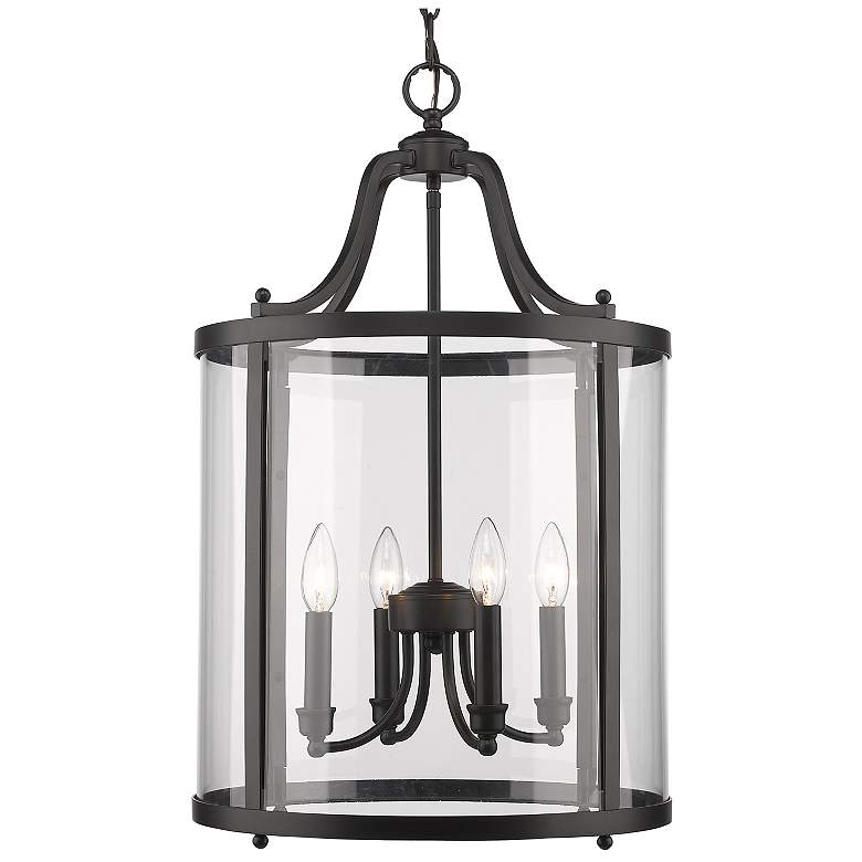 Image 2 Golden Lighting Payton 16" Wide Black 4-Light Glass Candelabra Pendant