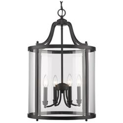 Golden Lighting Payton 16" Wide Black 4-Light Glass Candelabra Pendant