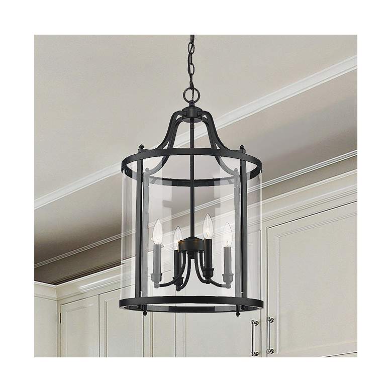 Image 1 Golden Lighting Payton 16" Wide Black 4-Light Glass Candelabra Pendant
