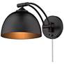1_Golden Lighting Rey 8" Adjustable Matte Black Dome Plug-In Wall Lamp