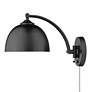 2_Golden Lighting Rey 8" Adjustable Matte Black Dome Plug-In Wall Lamp more views