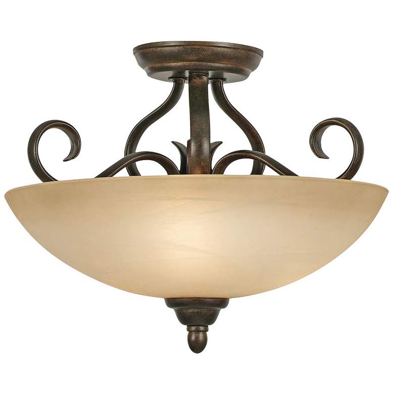 Image 2 Golden Lighting Riverton 14 1/2" Wide Peppercorn Bronze Ceiling Light