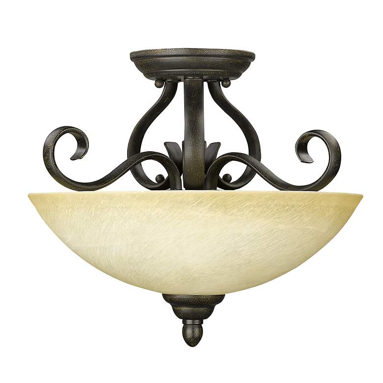 Image 3 Golden Lighting Riverton 14 1/2" Wide Peppercorn Bronze Ceiling Light more views