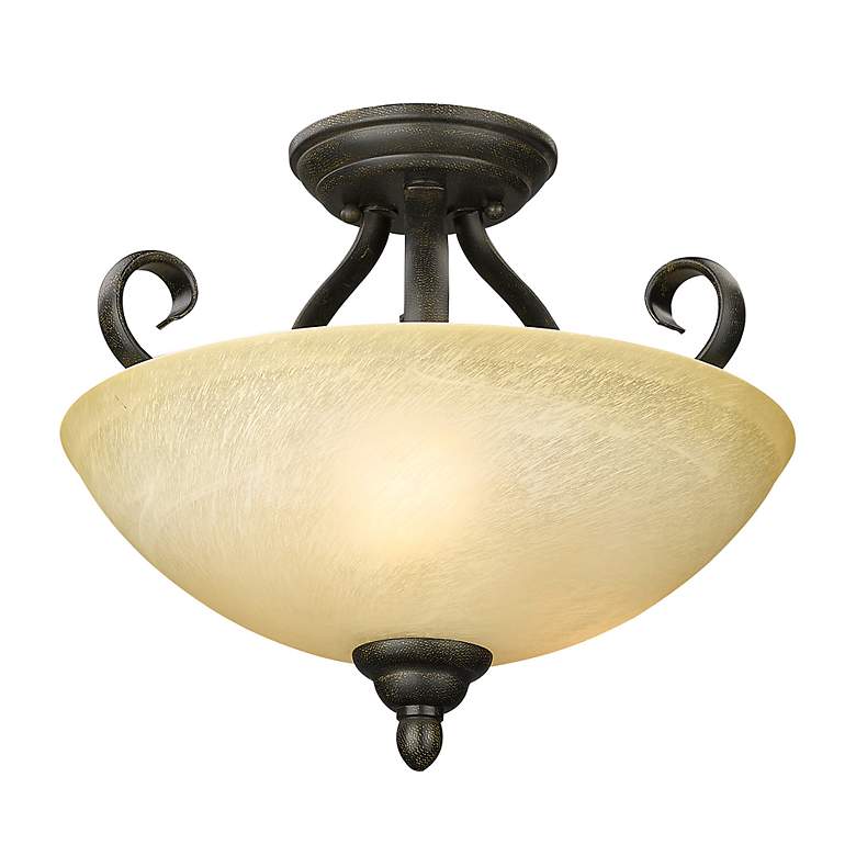 Image 4 Golden Lighting Riverton 14 1/2" Wide Peppercorn Bronze Ceiling Light more views