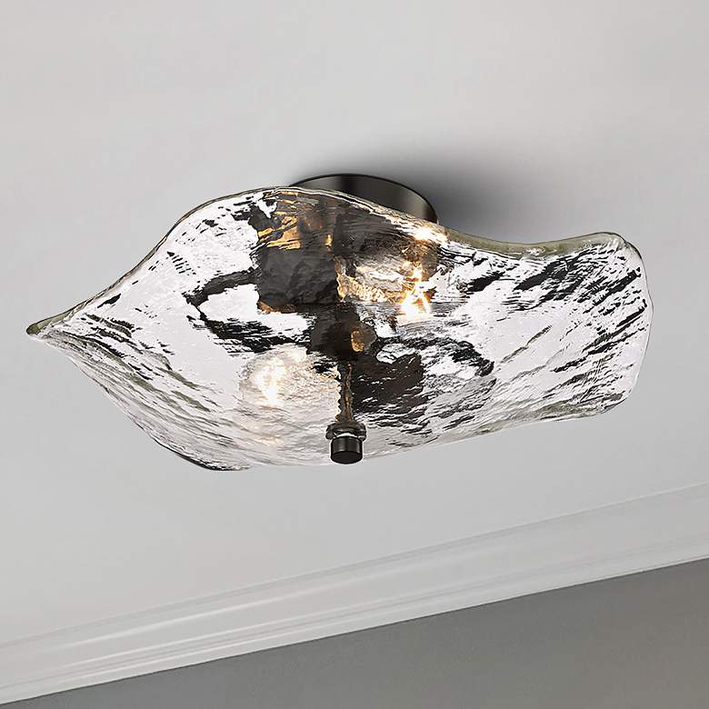 Image 2 Golden Lighting Samara 15 1/2" Wide 2-Light Water Glass Ceiling Light