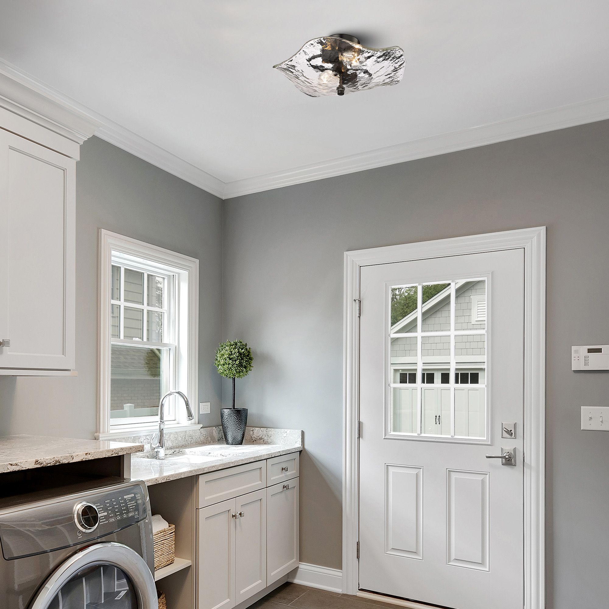 Golden Lighting Samara 15 1/2" Wide 2-Light Water Glass Ceiling Light in scene