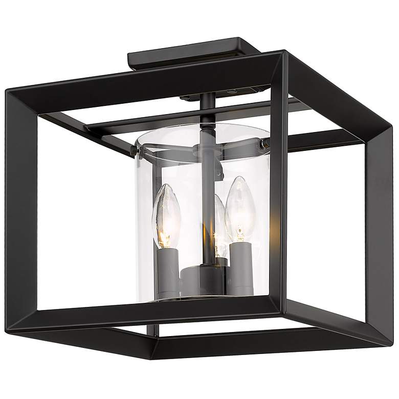 Image 2 Golden Lighting Smyth 12" Matte Black 3-Light Square Ceiling Light