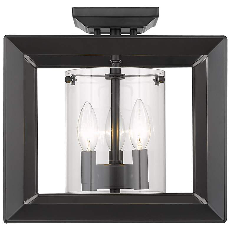 Image 3 Golden Lighting Smyth 12" Matte Black 3-Light Square Ceiling Light more views