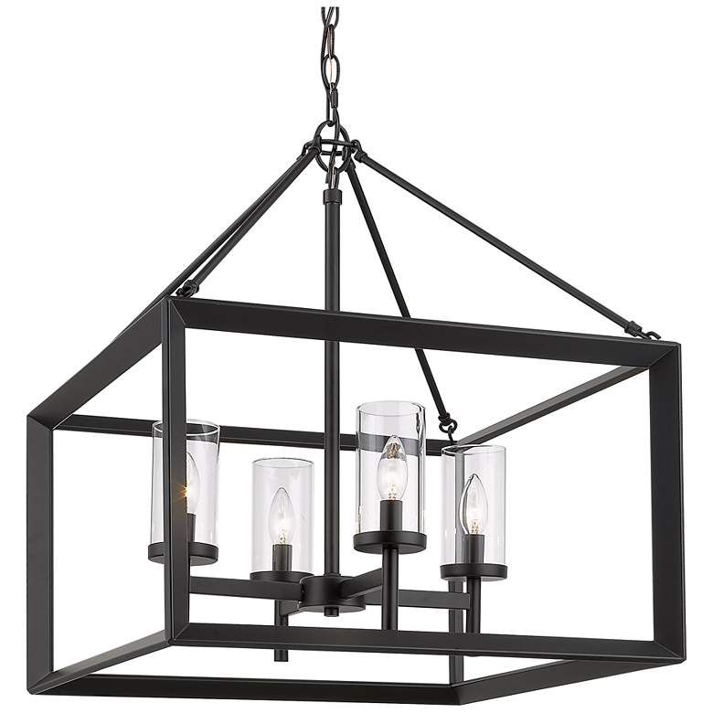 Image 1 Golden Lighting Smyth 21 inch Wide Matte Black 4-Light Chandelier