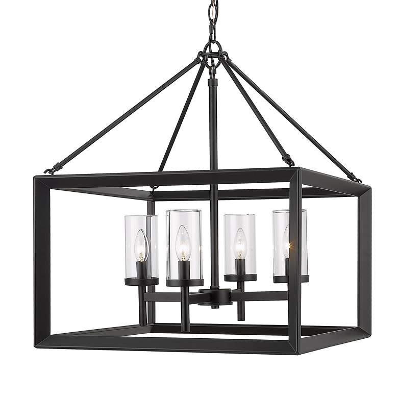 Image 4 Golden Lighting Smyth 21 inch Wide Matte Black 4-Light Chandelier more views