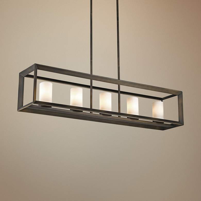 Image 1 Golden Lighting Smyth 41" Bronze Rectangular Linear Kitchen Pendant