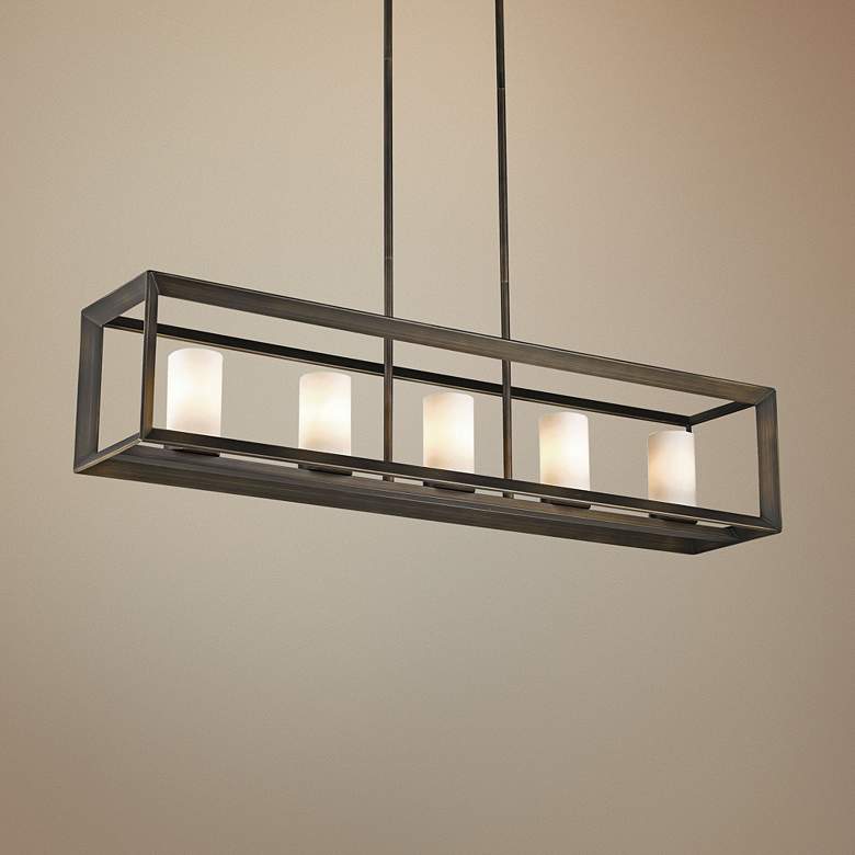 Image 1 Golden Lighting Smyth 41 inch Bronze Rectangular Linear Kitchen Pendant