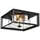 Golden Lighting Smyth Black 13 1/4" Seeded Glass Porch Ceiling Light