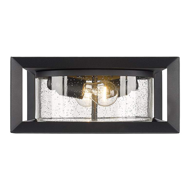 Image 4 Golden Lighting Smyth Black 13 1/4" Seeded Glass Porch Ceiling Light more views