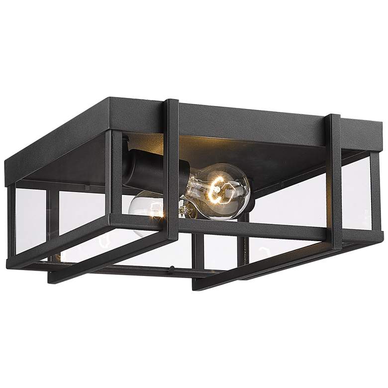 Image 2 Golden Lighting Tribeca 13" Square Black UV Outdoor Ceiling Light