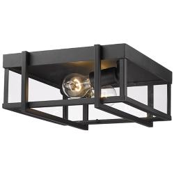 Golden Lighting Tribeca 13" Square Black UV Outdoor Ceiling Light