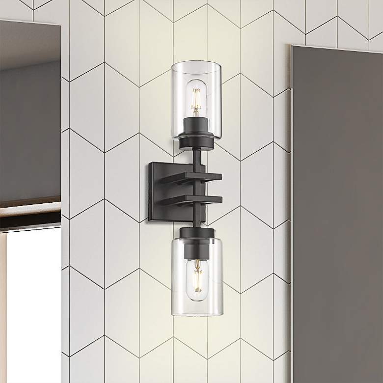 Image 2 Golden Lighting Tribeca 19" Wide Matte Black 2-Light Wall Sconce