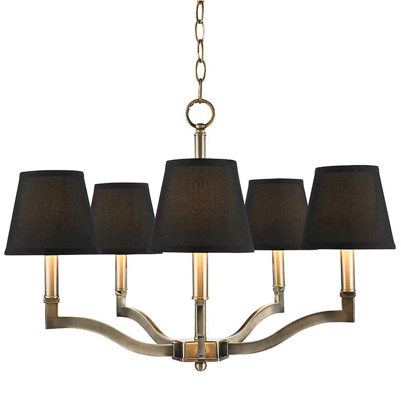Image 2 Golden Lighting Waverly 25" Aged Brass Silken Black Shade Chandelier