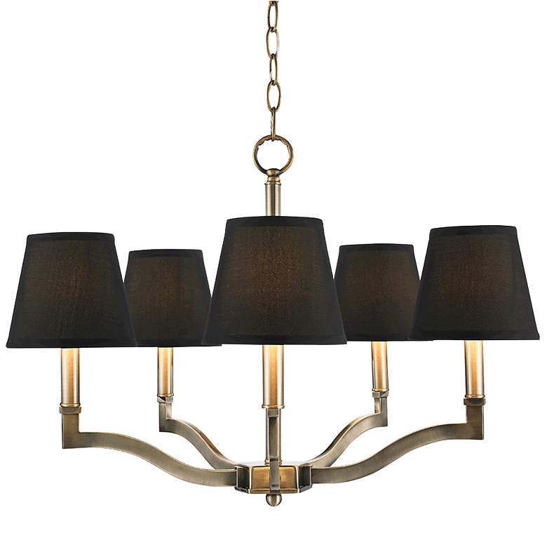 Image 2 Golden Lighting Waverly 25 inch Aged Brass Silken Black Shade Chandelier