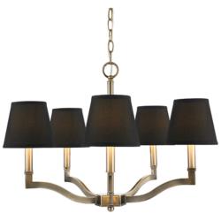 Golden Lighting Waverly 25" Aged Brass Silken Black Shade Chandelier