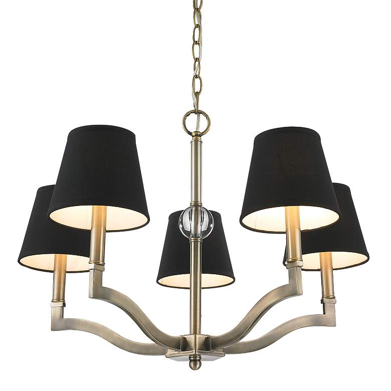 Image 5 Golden Lighting Waverly 25" Aged Brass Silken Black Shade Chandelier more views