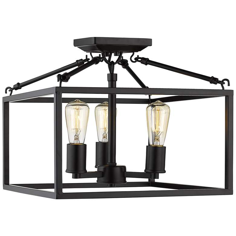 Image 6 Golden Lighting Wesson 14" Matte Black Square 3-Light Ceiling Light more views