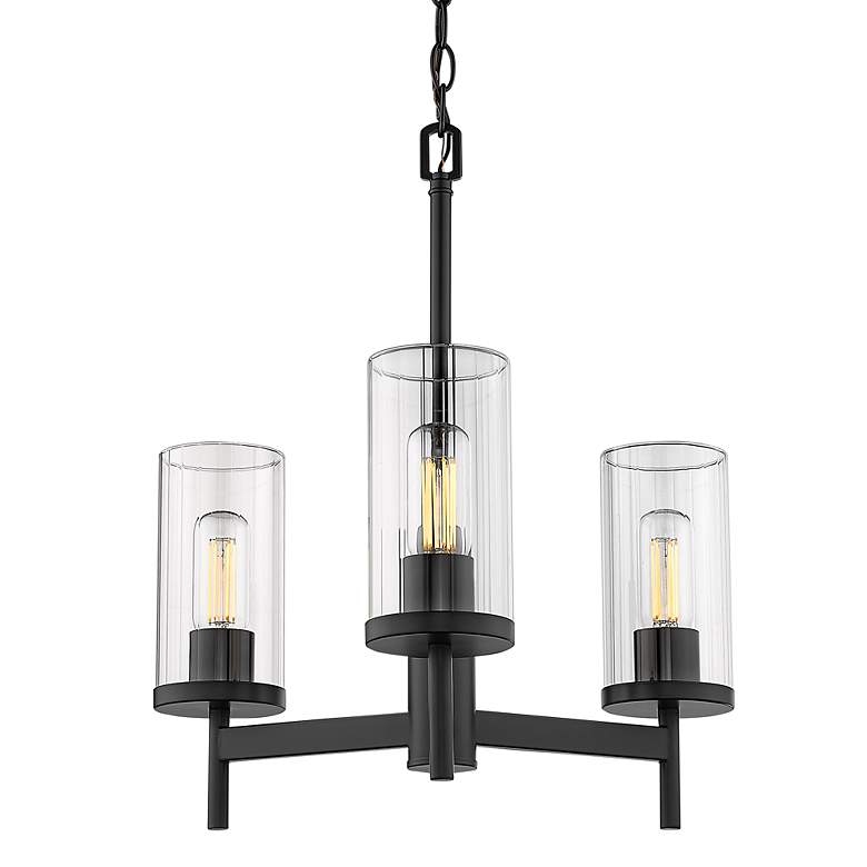 Image 1 Golden Lighting Winslett 19 1/2 inch Matte Black Clear Glass Chandelier