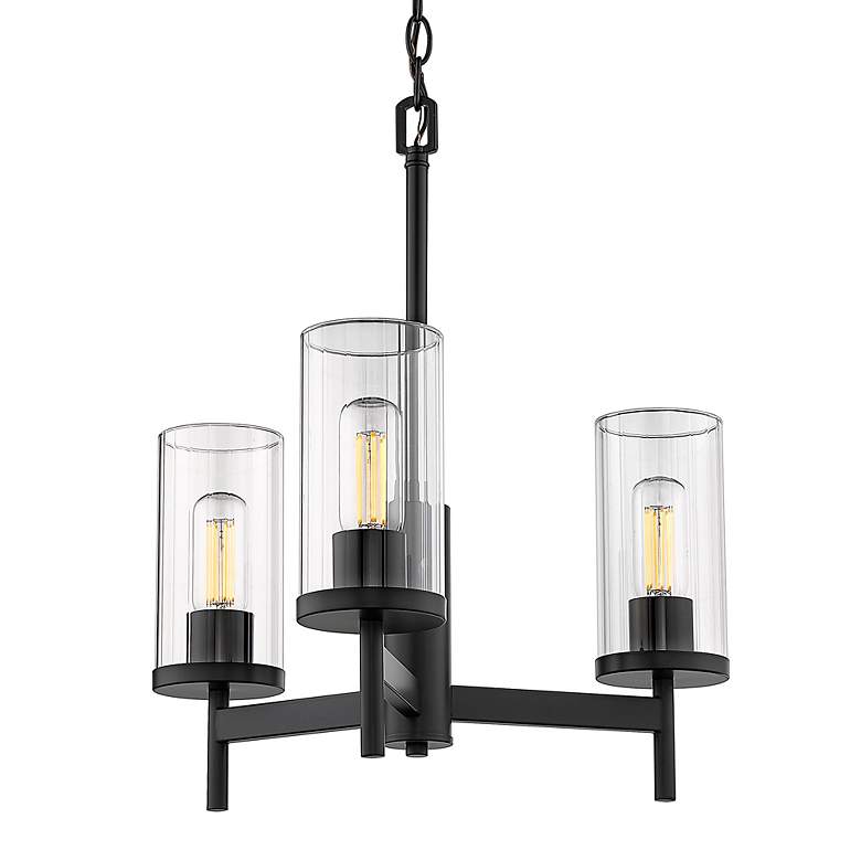 Image 4 Golden Lighting Winslett 19 1/2" Matte Black Clear Glass Chandelier more views