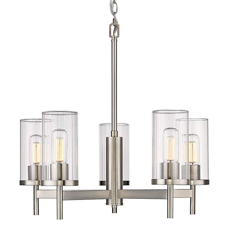Image 6 Golden Lighting Winslett 23 3/4" 5-Light Pewter Clear Glass Chandelier more views