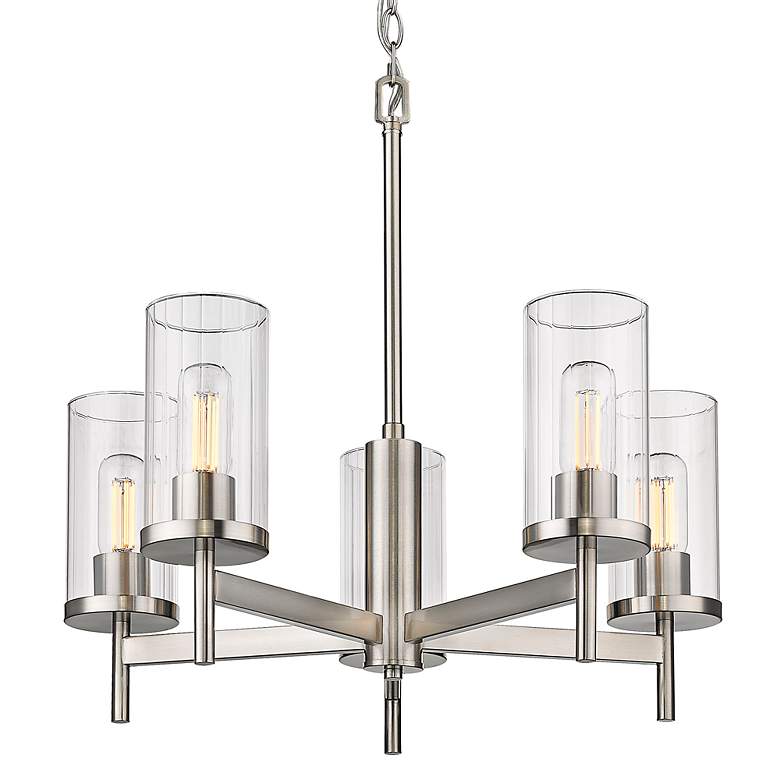 Image 7 Golden Lighting Winslett 23 3/4" 5-Light Pewter Clear Glass Chandelier more views