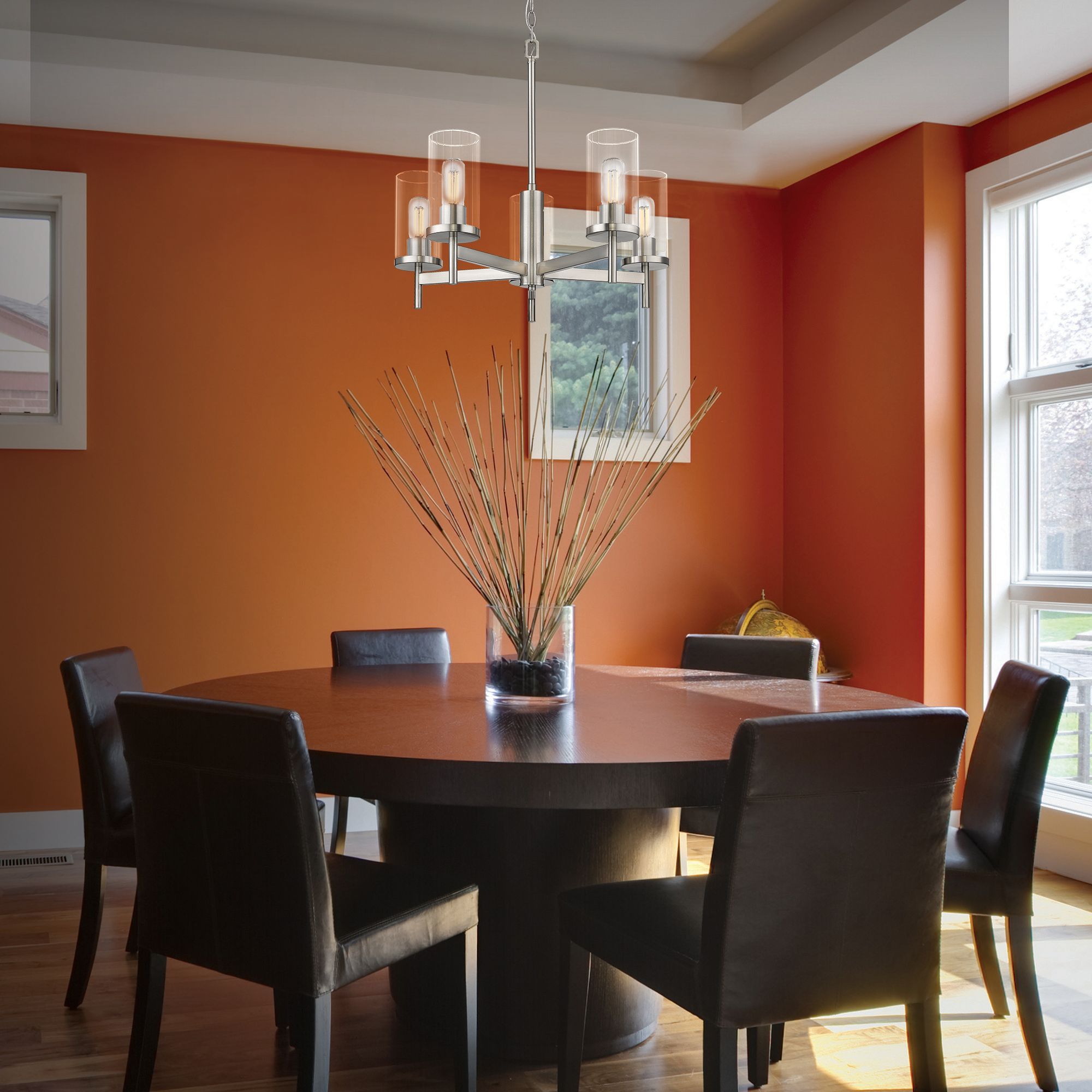 Golden Lighting Winslett 23 3/4" 5-Light Pewter Clear Glass Chandelier in scene