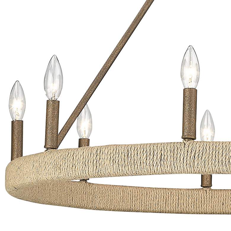 Image 4 Golden Lighting Yates 33 inch Hemp and Chestnut Candleabra Ring Chandelier more views