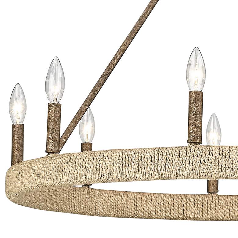 Image 4 Golden Lighting Yates 33" Hemp and Chestnut Candleabra Ring Chandelier more views