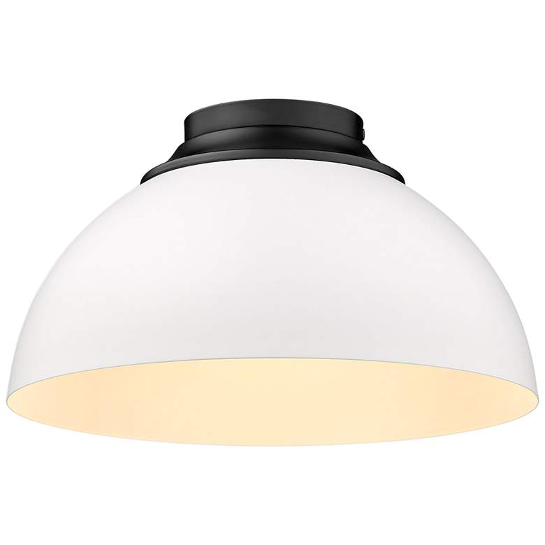 Image 2 Golden Lighting Zoey 13 3/4" Matte Black and White Bowl Ceiling Light