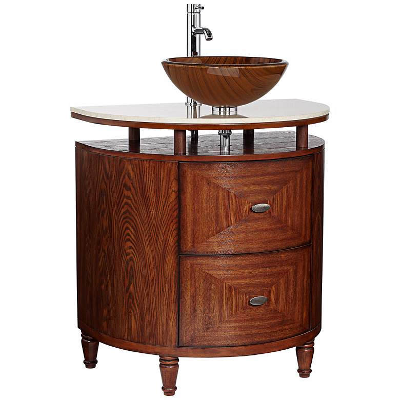 Image 1 Golden Line Marble and Wood Vanity with Sink