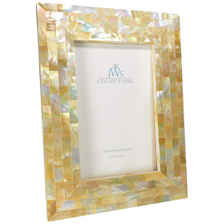 Image 1 Golden Mother of Pearl Oyster Shell 4x6 Picture Frame