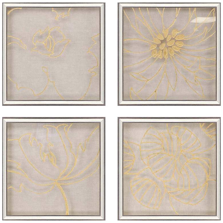 Image 1 Golden Organics II 18"W x 18"H Framed Art Set of 4
