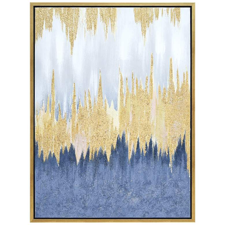 Image 3 Golden Rain 40 inchH Textured Metallic Framed Canvas Wall Art