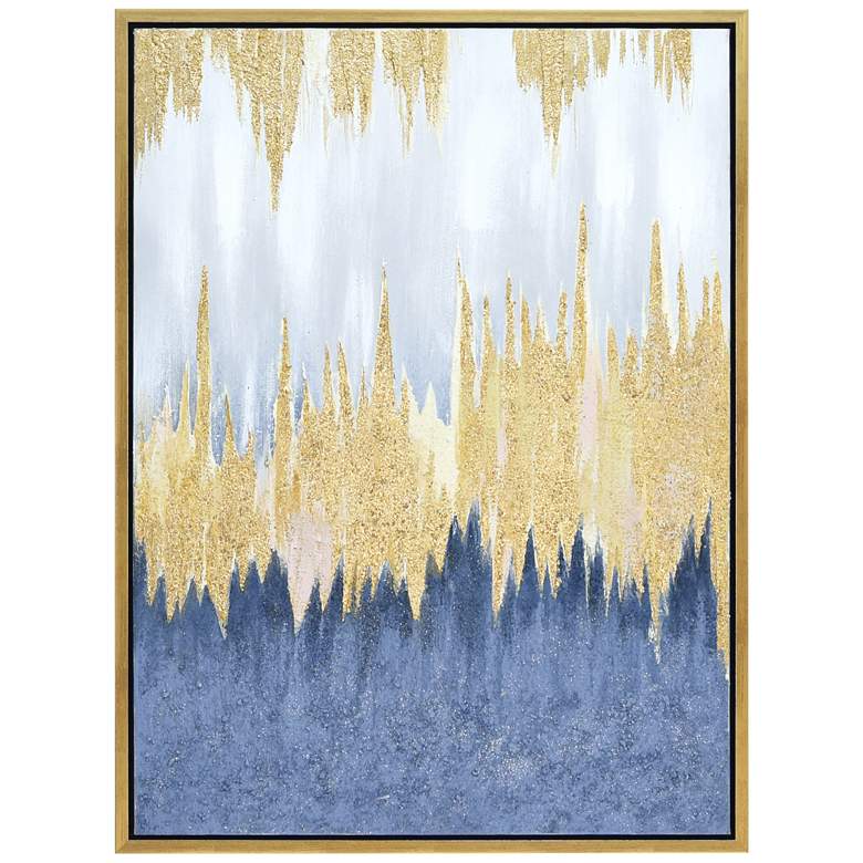 Image 3 Golden Rain 40"H Textured Metallic Framed Canvas Wall Art