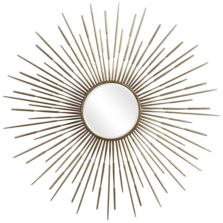 Image 3 Golden Rays Gold Starburst 47" Round Oversized Wall Mirror