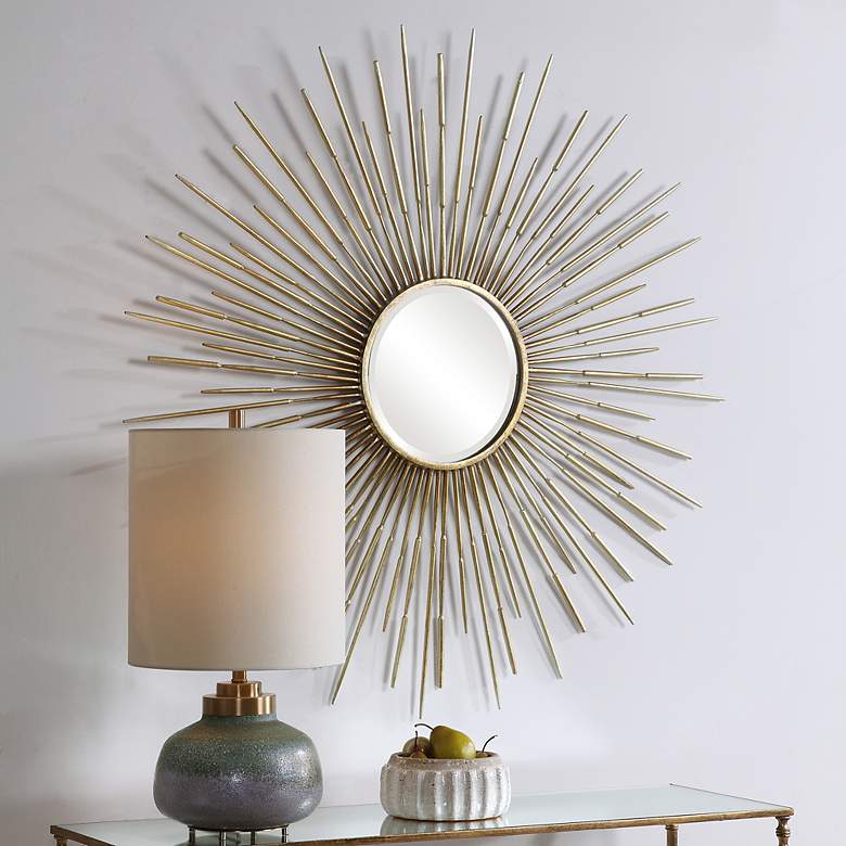 Image 4 Golden Rays Gold Starburst 47 inch Round Oversized Wall Mirror more views