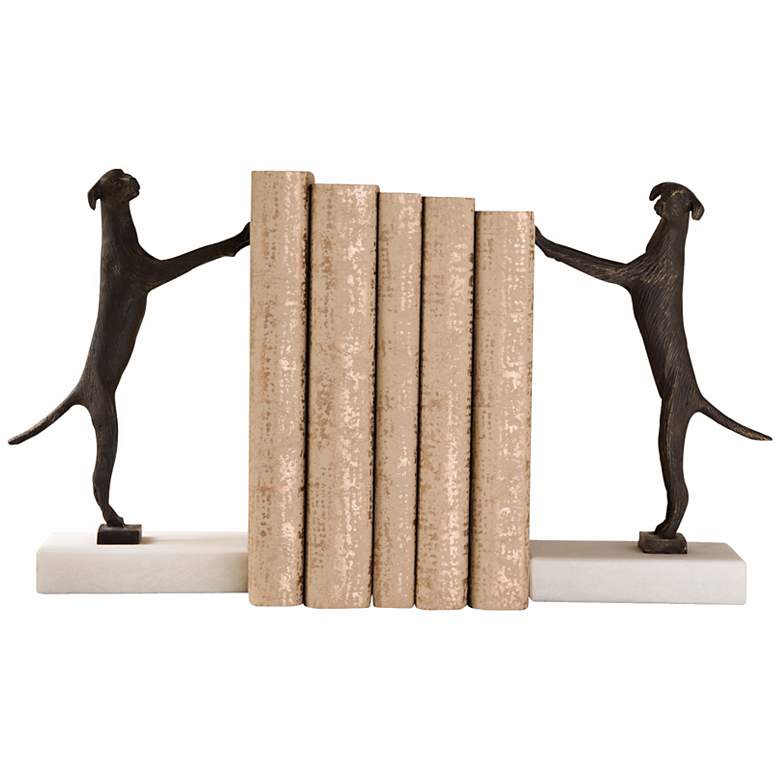 Image 1 Golden Retriever Antique Bronze Bookends