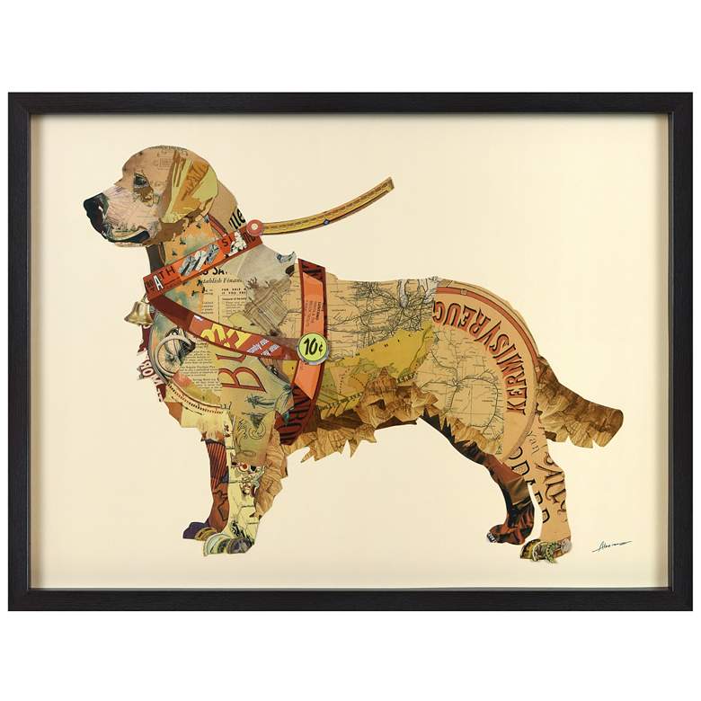 Image 1 Golden Retriever" dimensional collage, under glass & a shadow box