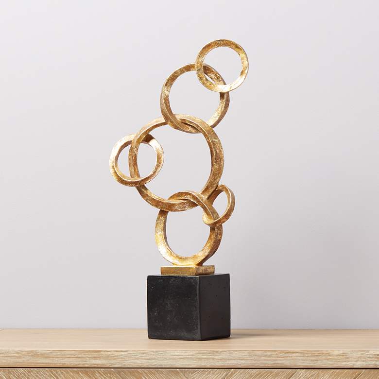 Image 1 Golden Rings 21 1/8 inch High Sculpture