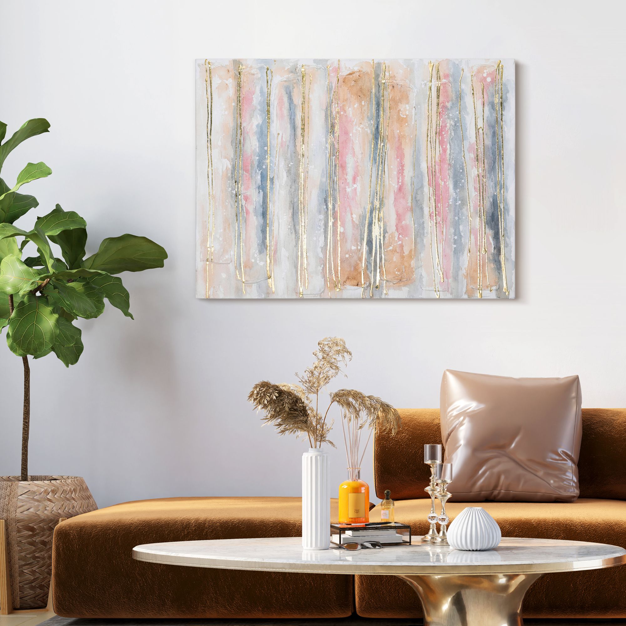 Golden Roads 40" High Textured Metallic Canvas Wall Art in scene