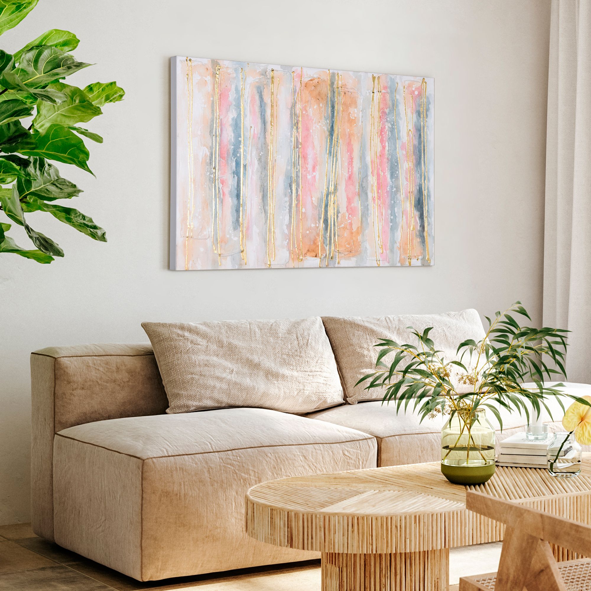 Golden Roads 40" High Textured Metallic Canvas Wall Art in scene
