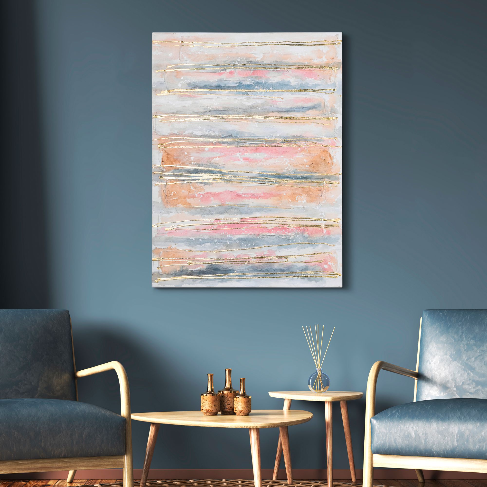 Golden Roads 40" High Textured Metallic Canvas Wall Art in scene